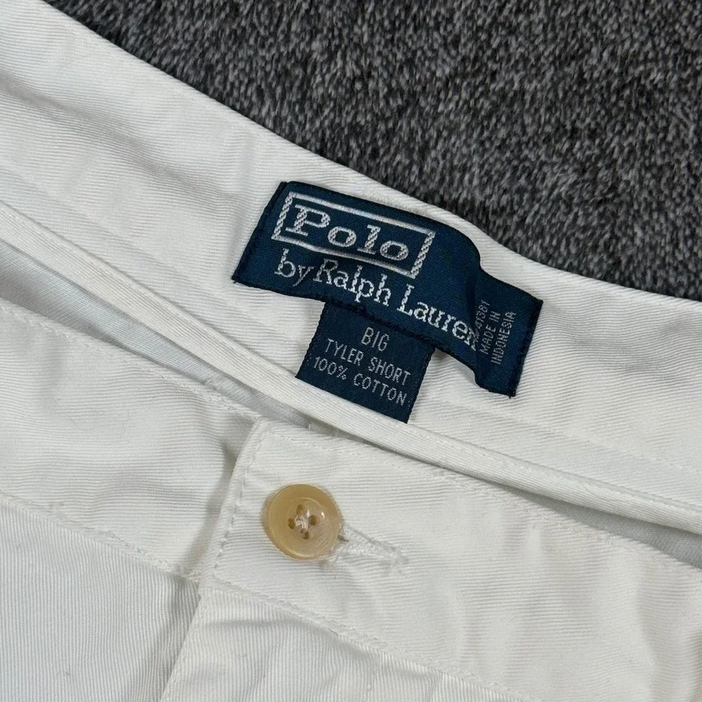 Polo Ralph Lauren Big Tyler Shorts Mens 44 White Pleated Cotton Chino Big & Tall